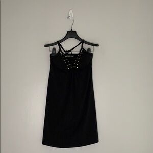 Bra Tops Black Halter Studded v neck mini sexy little black dress women’s xs